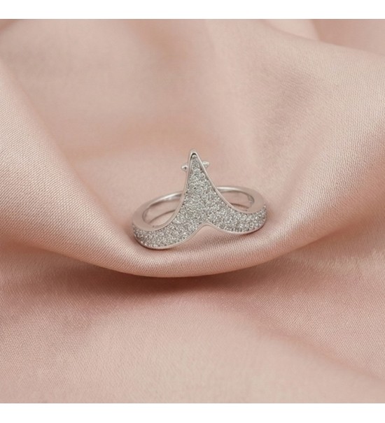 Silver Crown Ring – Pavé CZ Tiara Design in Silver Finish