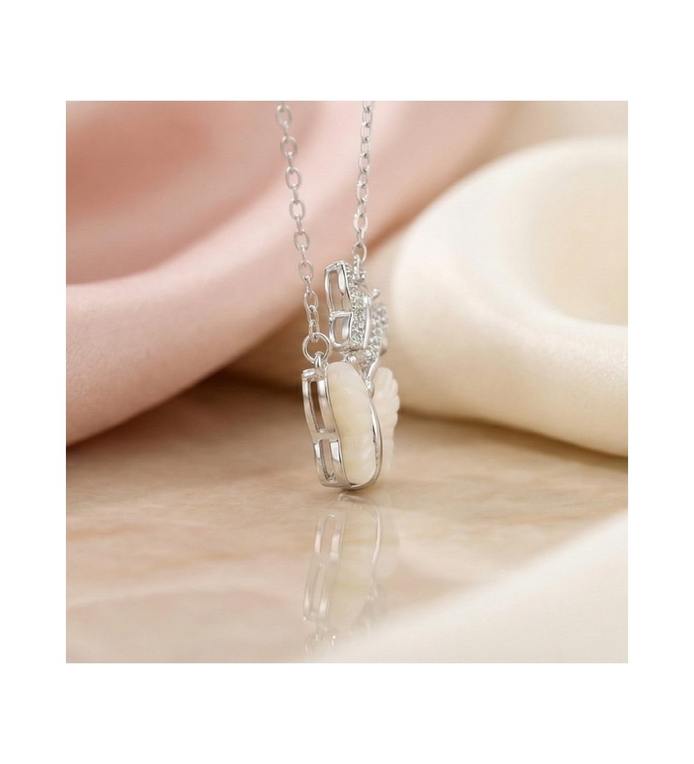 Dual Butterfly Pendant Necklace – Silver Finish