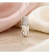 Dual Butterfly Pendant Necklace – Silver Finish