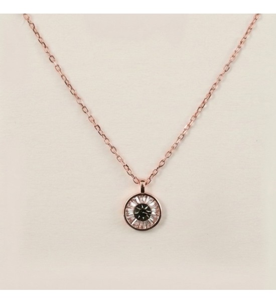 Round Halo Pendant Necklace – Rose Gold and SIlver