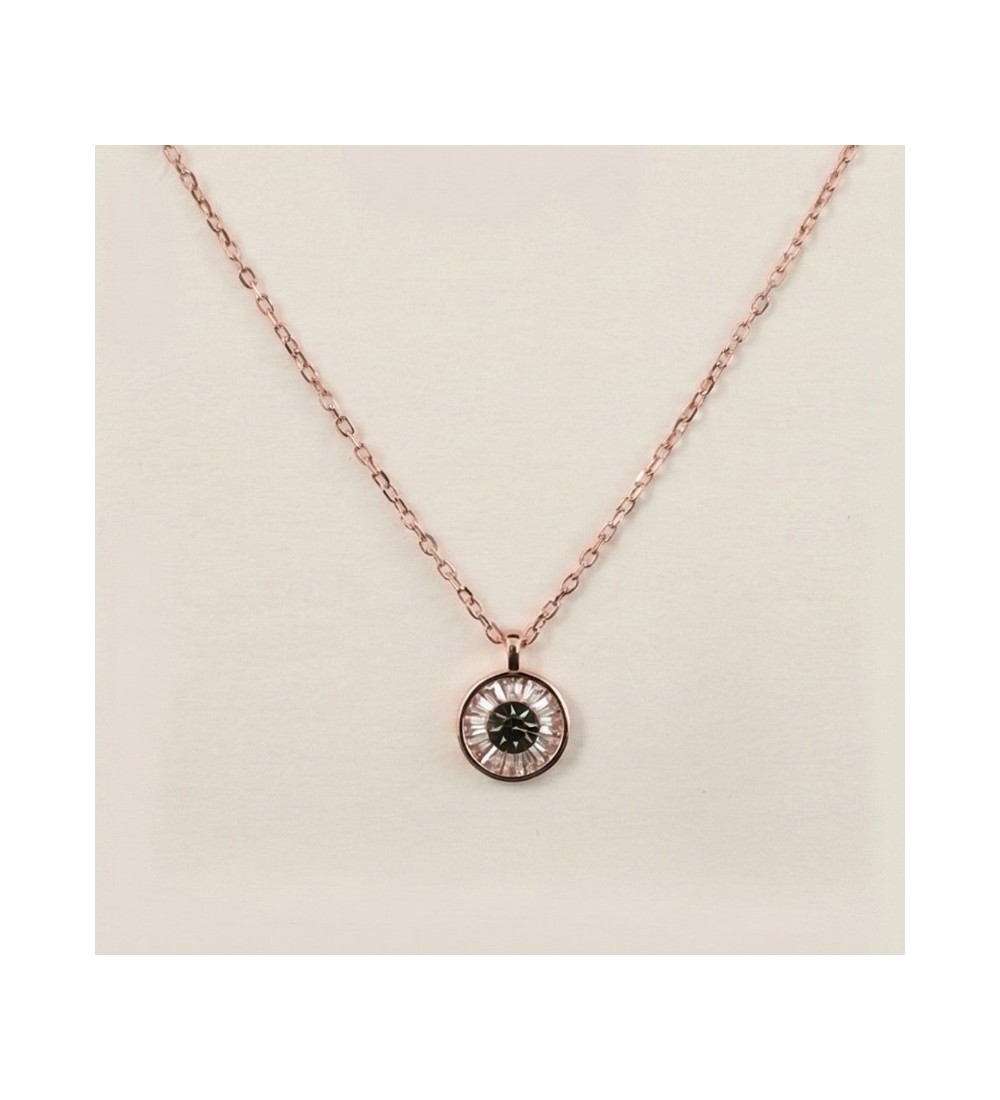 Round Halo Pendant Necklace – Rose Gold and SIlver