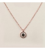 Round Halo Pendant Necklace – Rose Gold and SIlver