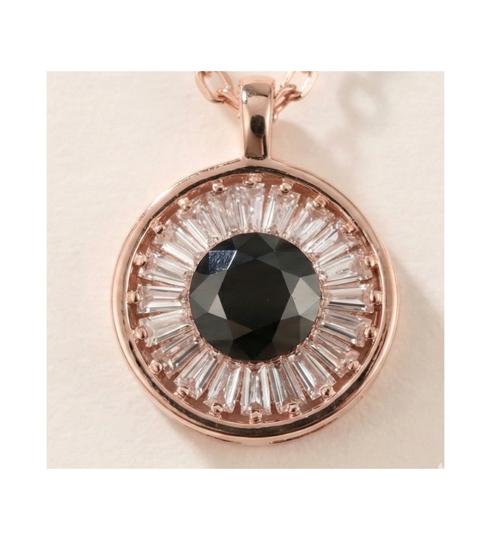 Round Halo Pendant Necklace – Rose Gold and SIlver