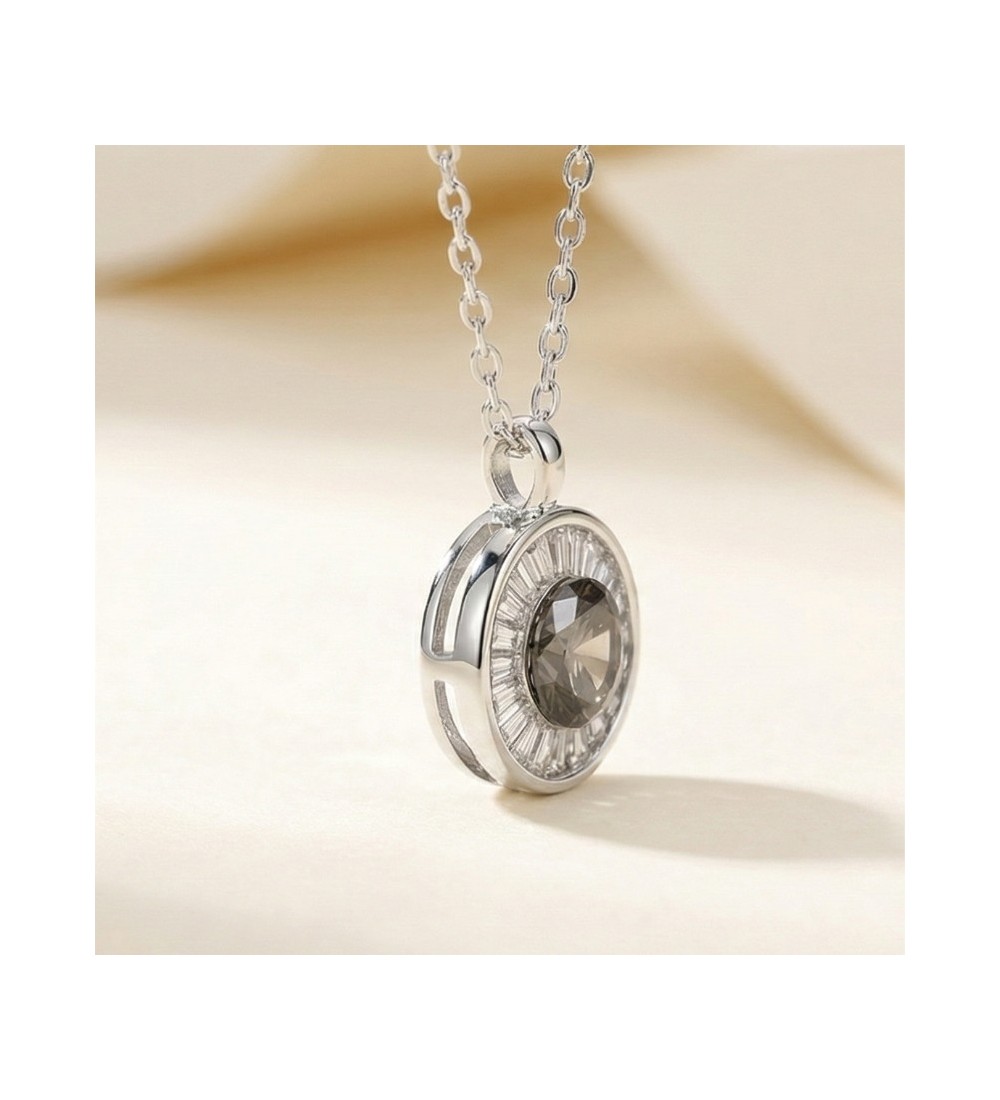 Round Halo Pendant Necklace – Rose Gold and SIlver