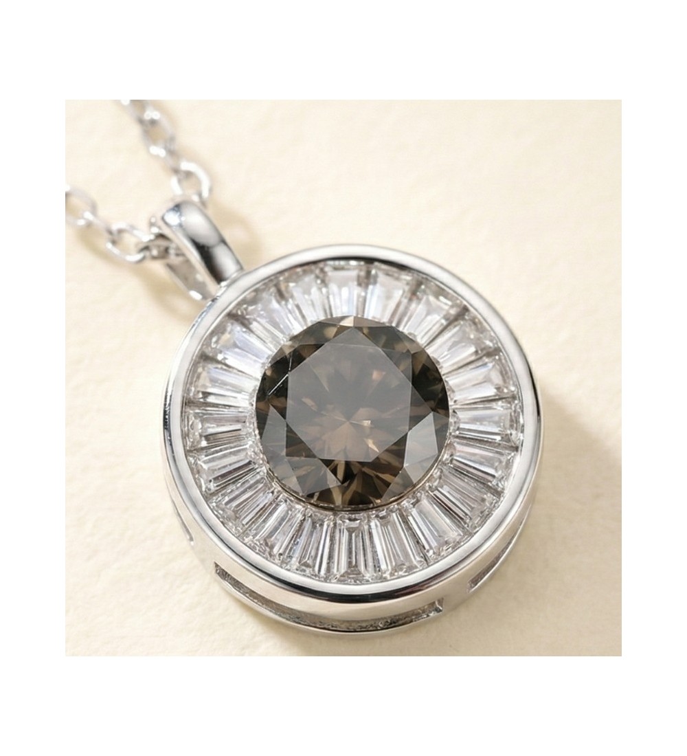 Round Halo Pendant Necklace – Rose Gold and SIlver
