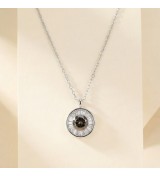 Round Halo Pendant Necklace – Rose Gold and SIlver