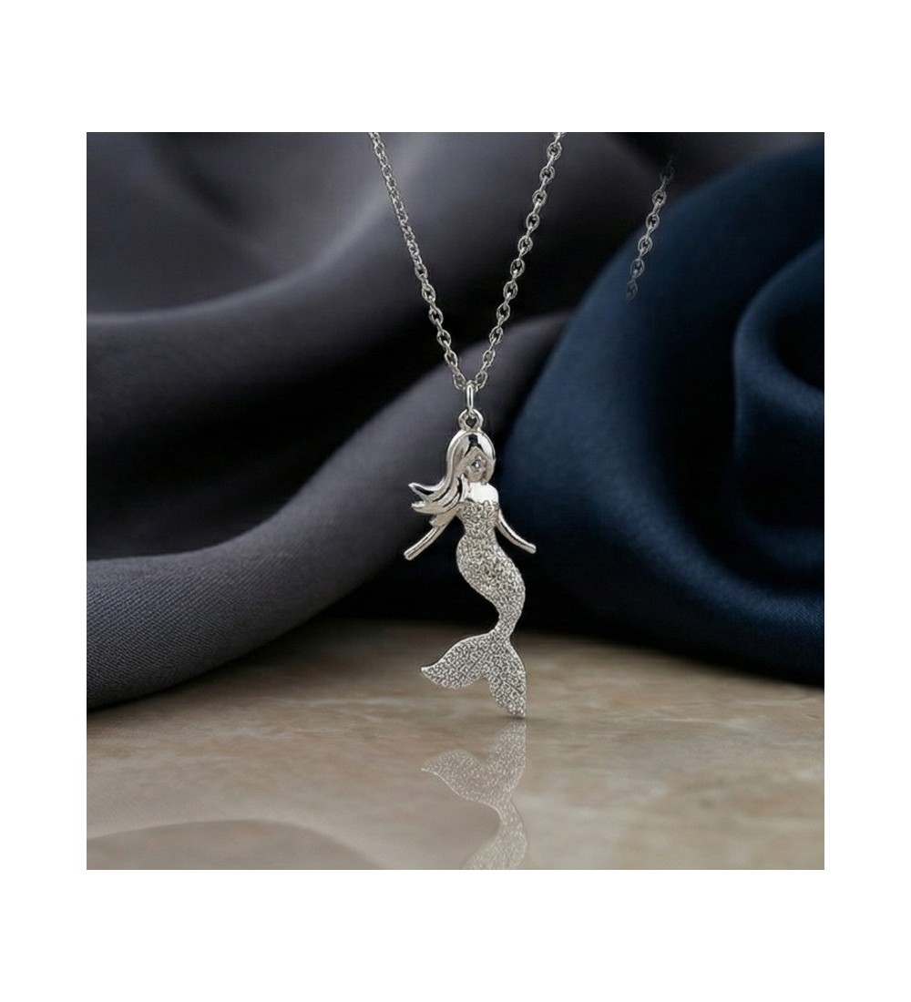 Mermaid Pendant Necklace – Silver Finish