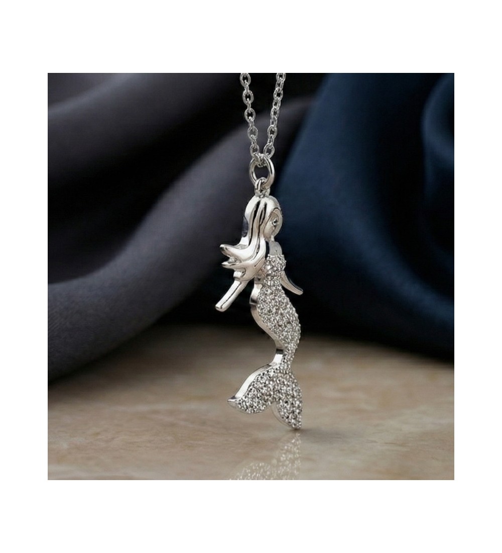 Mermaid Pendant Necklace – Silver Finish
