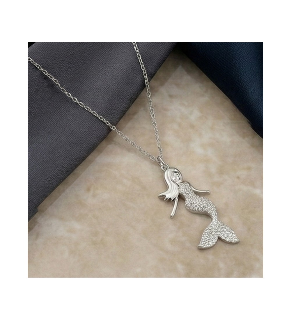 Mermaid Pendant Necklace – Silver Finish