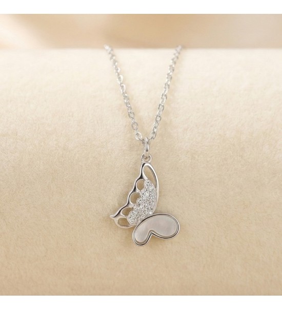 Butterfly Pendant Necklace – Silver Finish