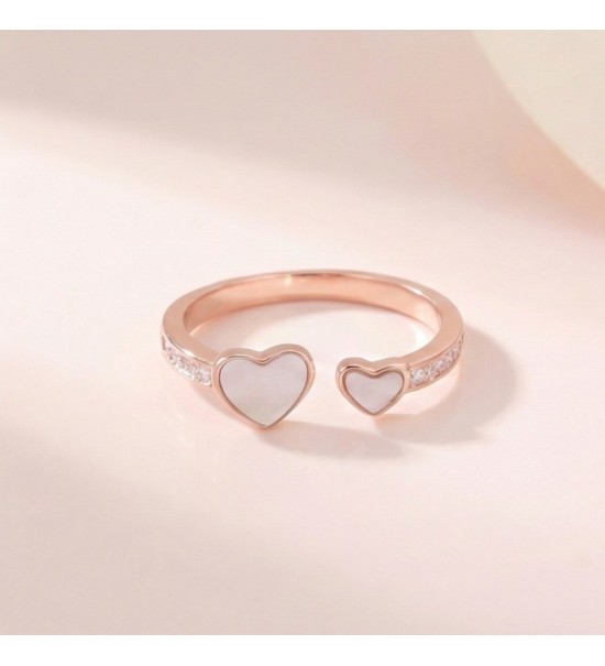 Heartful Bond Ring – Silver & Rose Gold