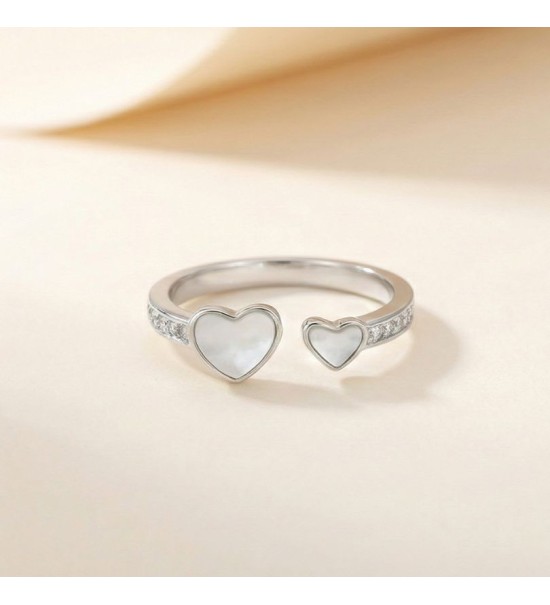 Heartful Bond Ring – Silver & Rose Gold