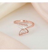 Ethereal Wings Ring – Rose Gold | Enamel Butterfly Zircon Ring
