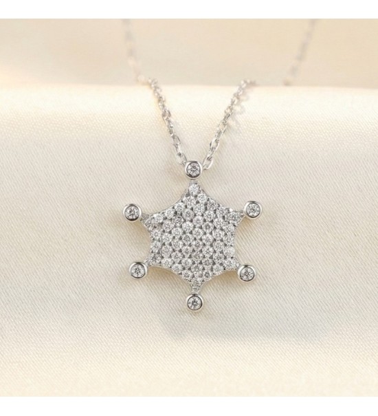 Starburst Pendant Necklace – Silver Finish