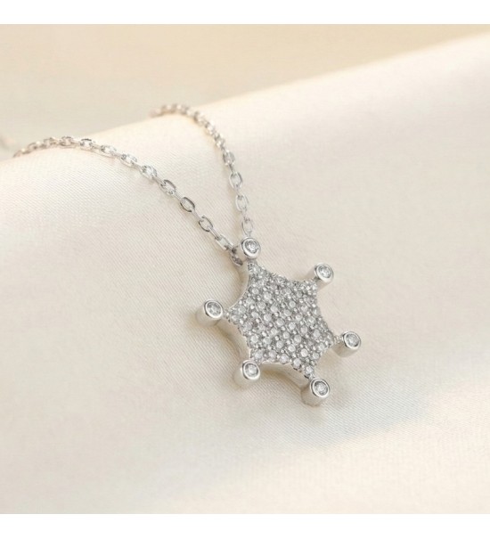 Starburst Pendant Necklace – Silver Finish