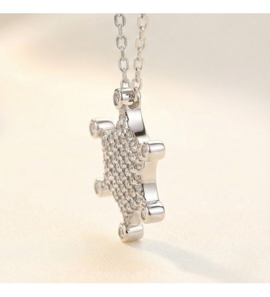Starburst Pendant Necklace – Silver Finish