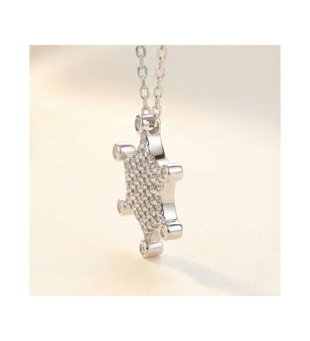 Starburst Pendant Necklace – Silver Finish