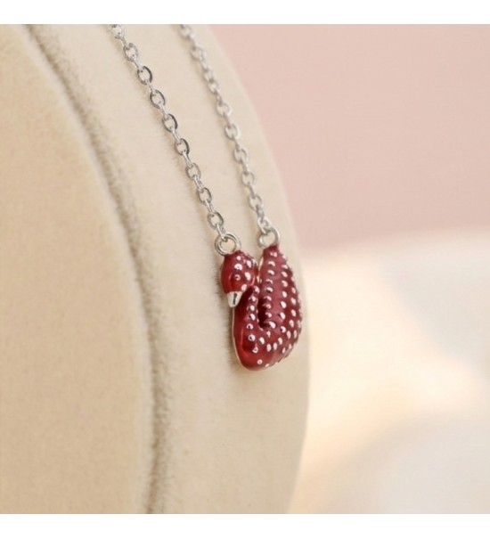 Red Swan Pendant Necklace – Silver Finish