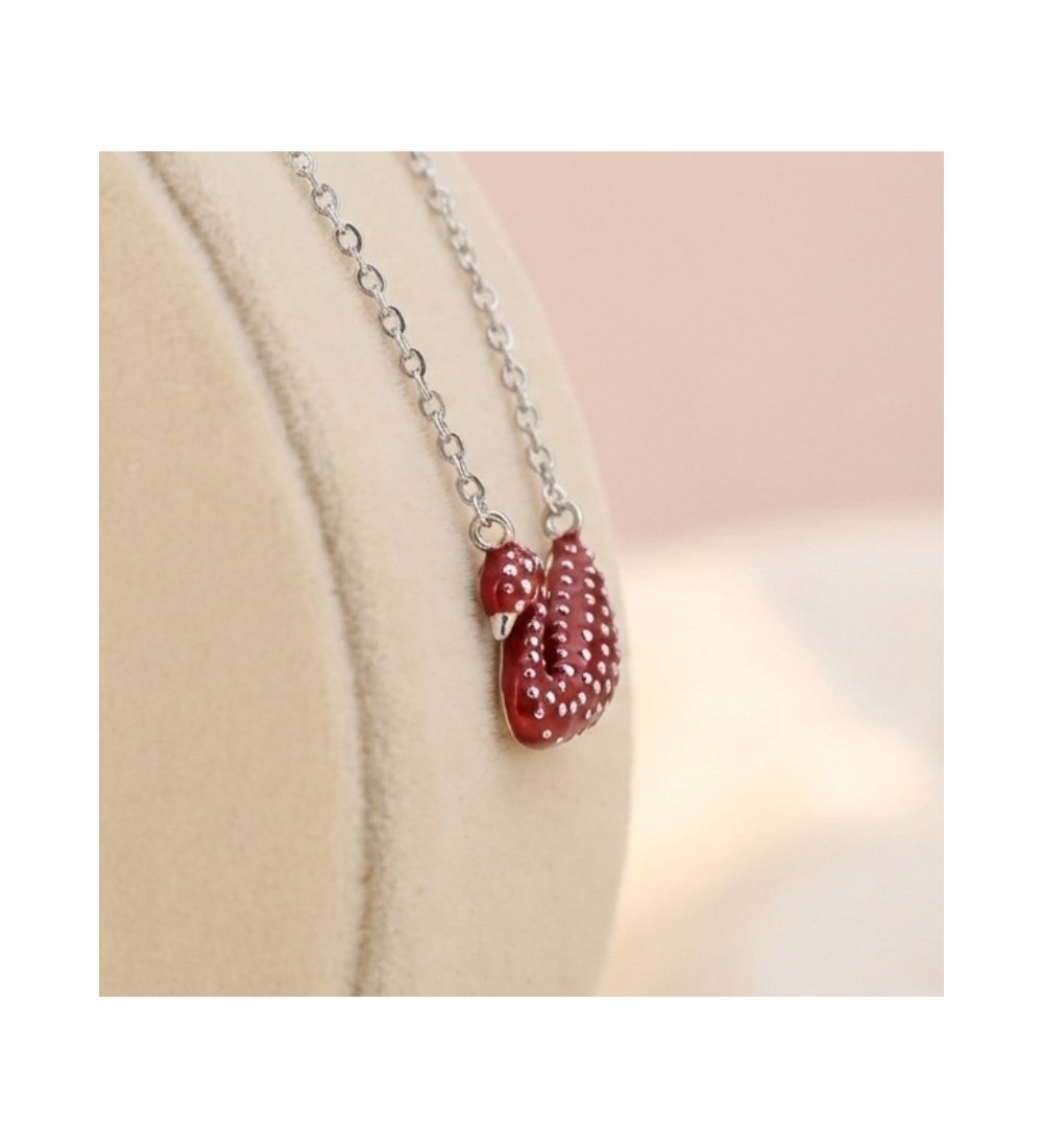 Red Swan Pendant Necklace – Silver Finish