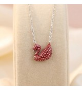 Red Swan Pendant Necklace – Silver Finish