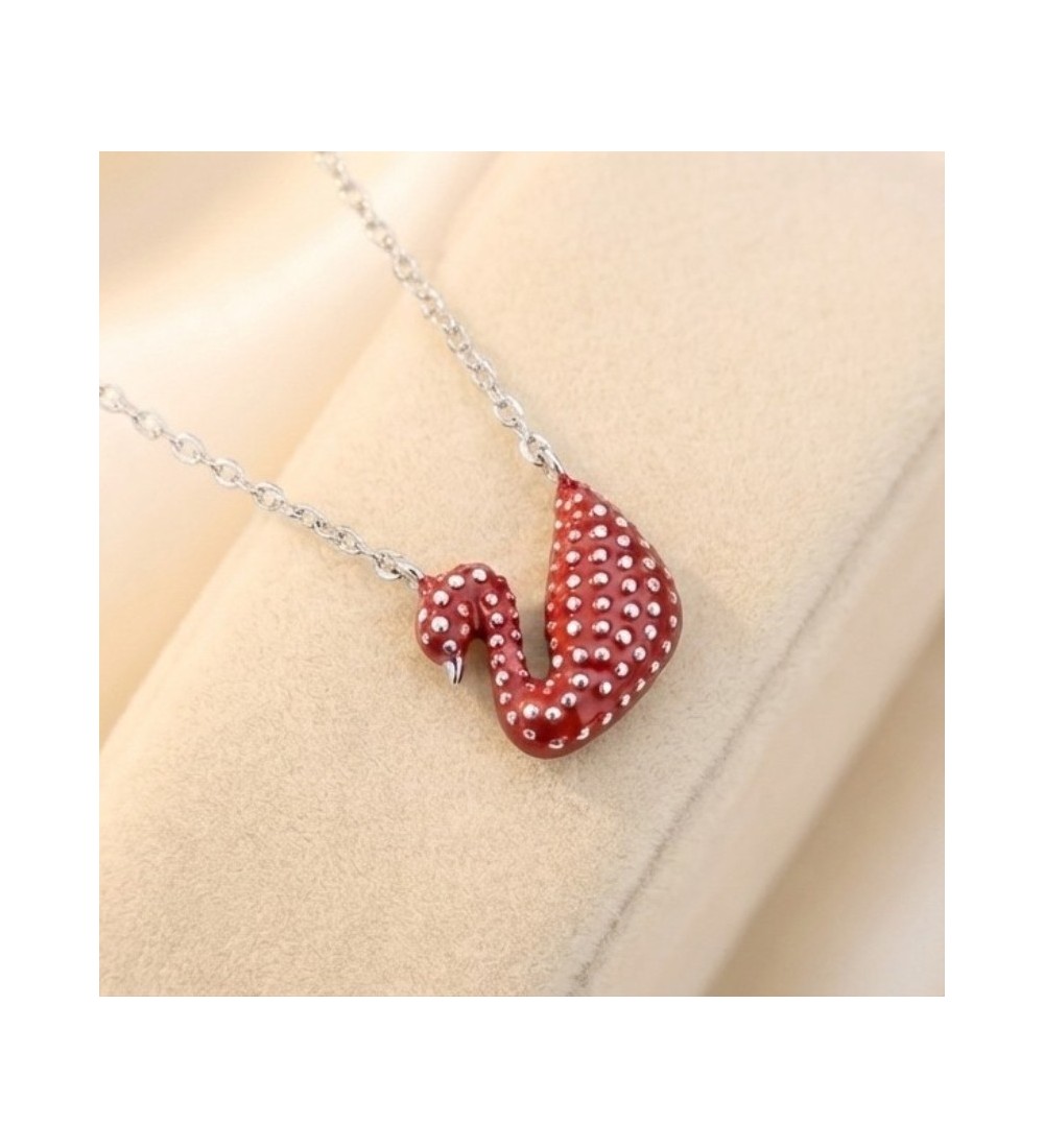 Red Swan Pendant Necklace – Silver Finish