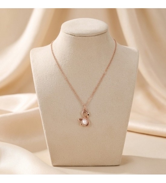 Swan Pearl Pendant Necklace – Rose Gold