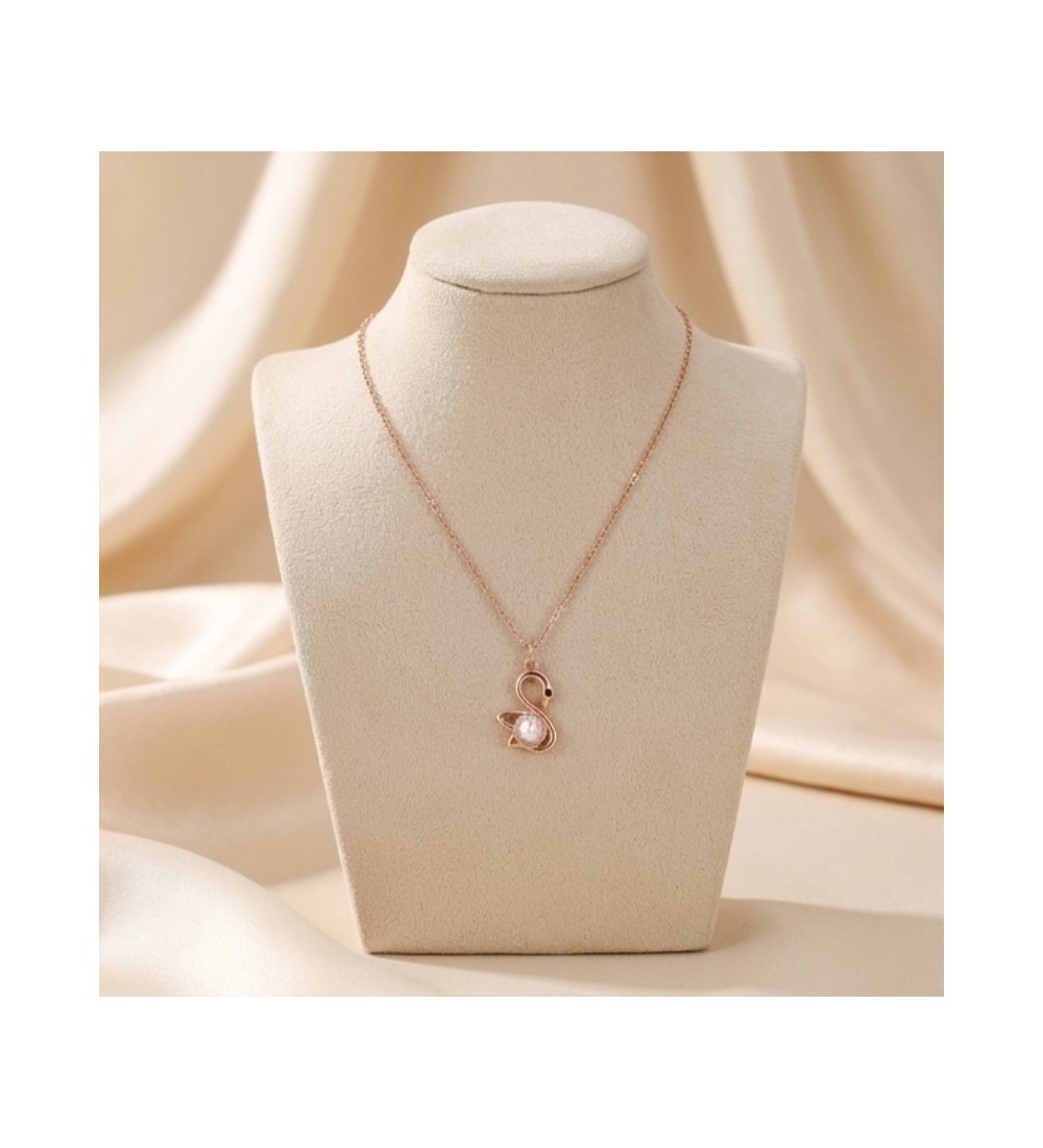 Swan Pearl Pendant Necklace – Rose Gold