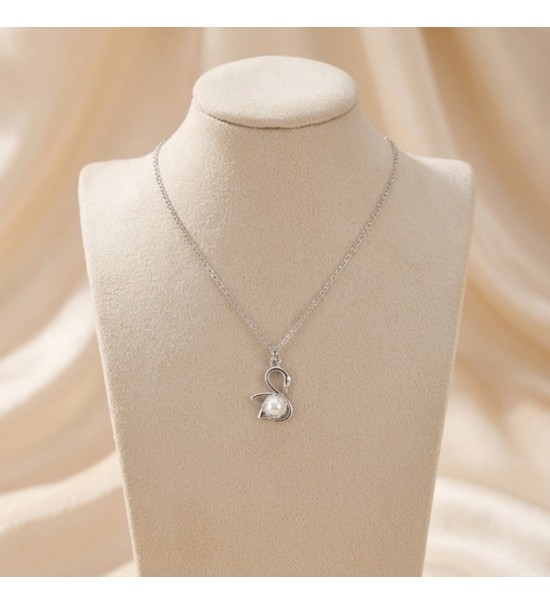 Swan Pearl Pendant Necklace – Rose Gold