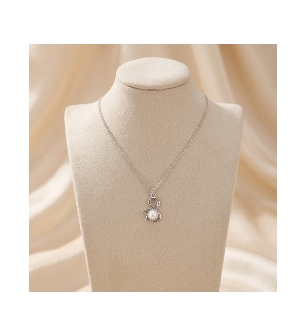 Swan Pearl Pendant Necklace – Rose Gold