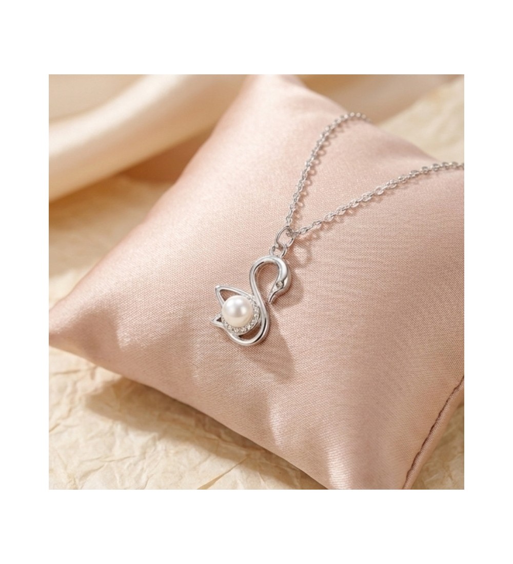 Swan Pearl Pendant Necklace – Rose Gold