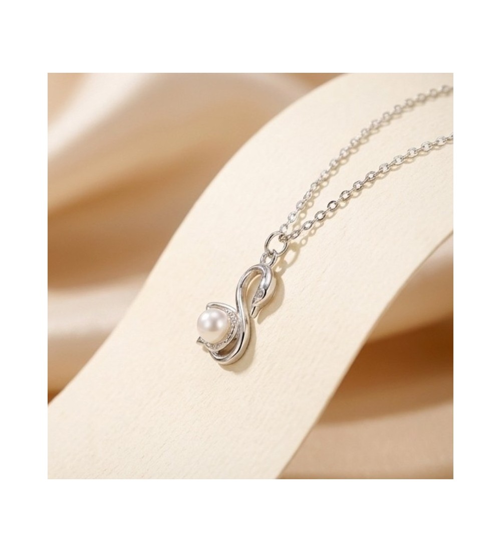 Swan Pearl Pendant Necklace – Rose Gold