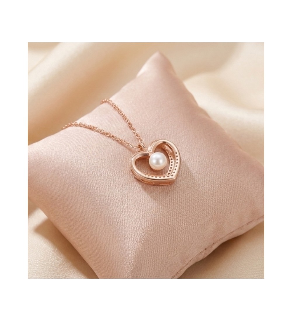 Pearl Heart Pendant Necklace – Rose Gold