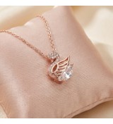 Elegant Swan Pendant Necklace in Rose Gold – Sparkling Zircon Jewelry