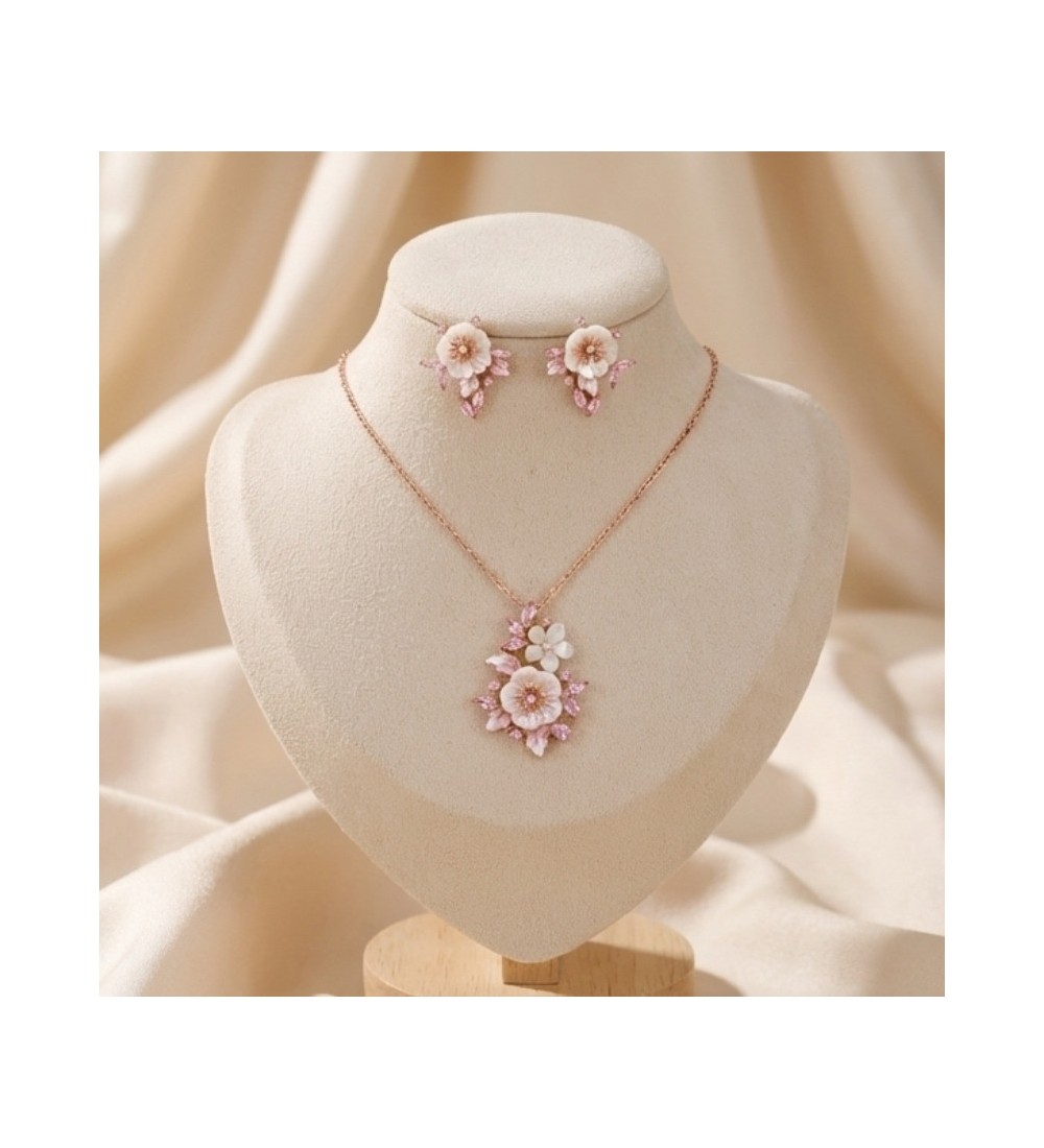 Blossom Elegance Necklace & Earrings Set – Rose Gold & Pink Crystals