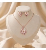 Blossom Elegance Necklace & Earrings Set – Rose Gold & Pink Crystals