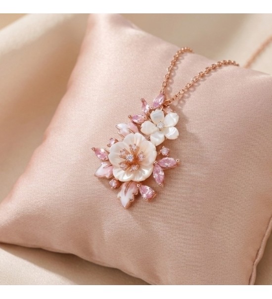 Blossom Elegance Necklace & Earrings Set – Rose Gold & Pink Crystals