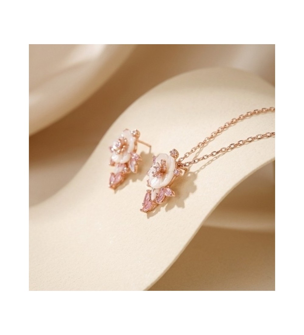 Blossom Elegance Necklace & Earrings Set – Rose Gold & Pink Crystals