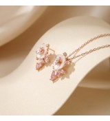Blossom Elegance Necklace & Earrings Set – Rose Gold & Pink Crystals