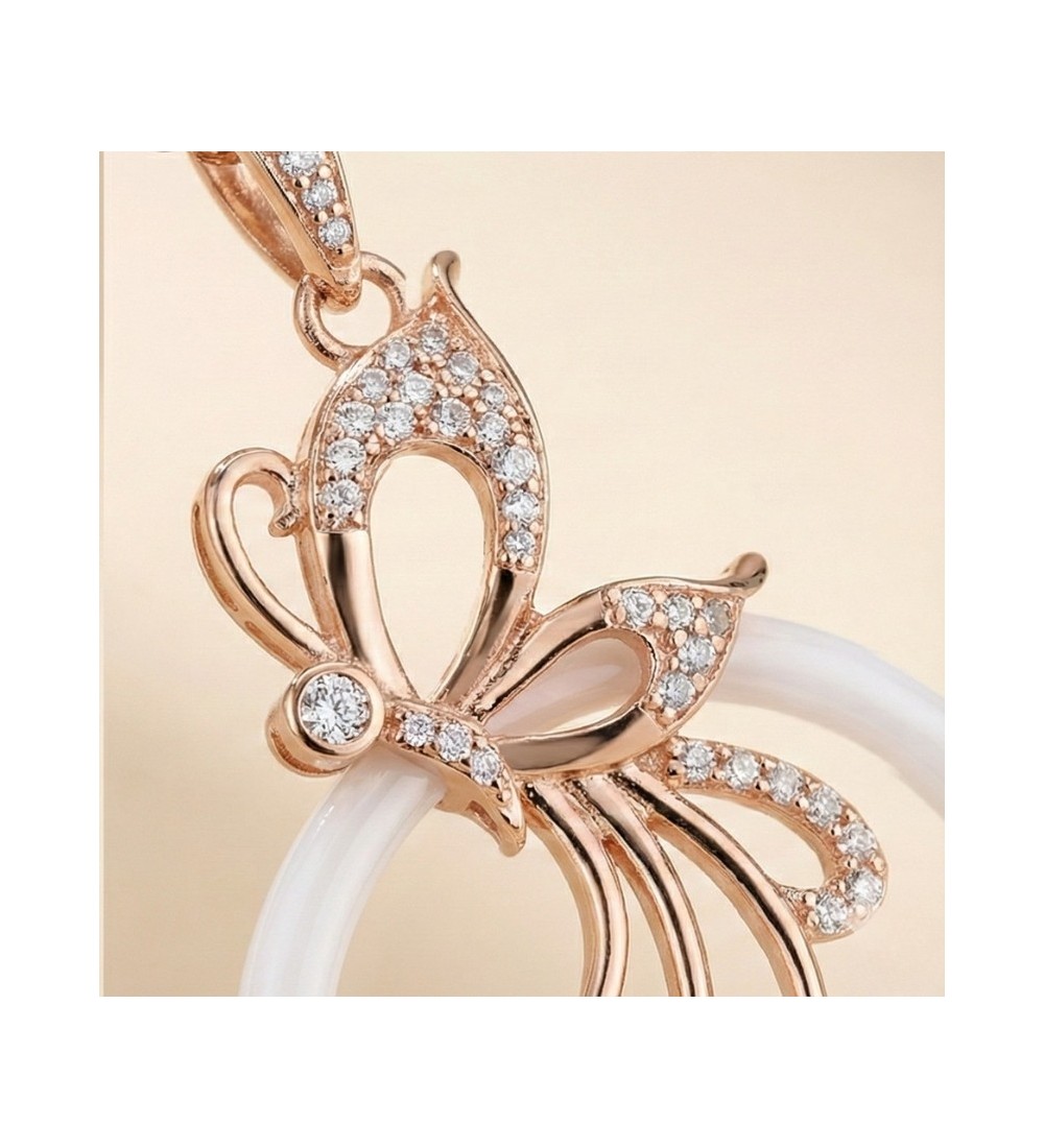Butterfly Bloom Necklace & Earrings Set – Rose Gold Finish with Zircon Stones