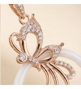 Butterfly Bloom Necklace & Earrings Set – Rose Gold Finish with Zircon Stones