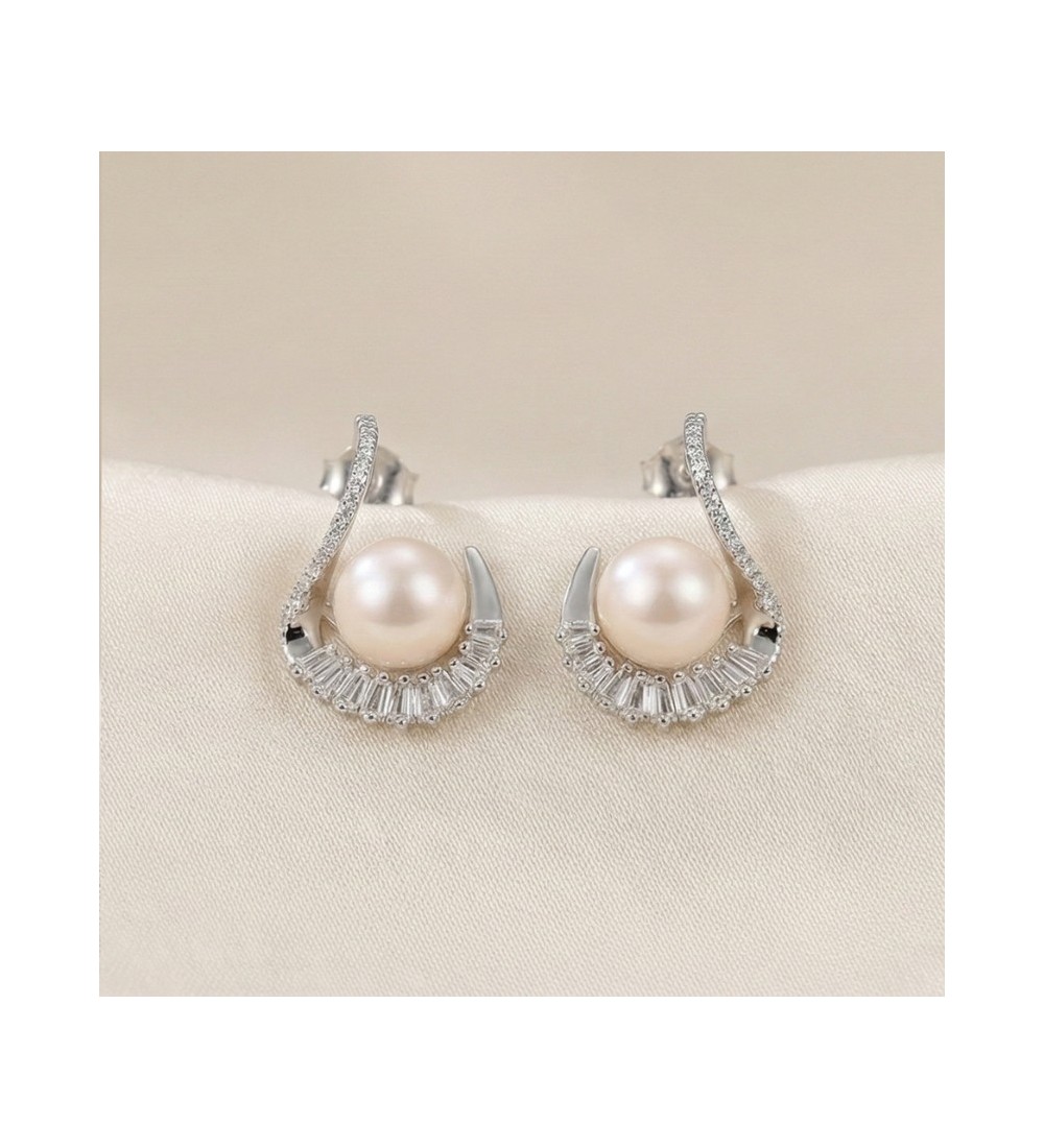 Celestial Pearl Halo Earrings – Silver