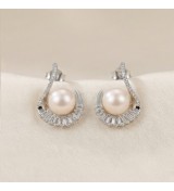 Celestial Pearl Halo Earrings – Silver
