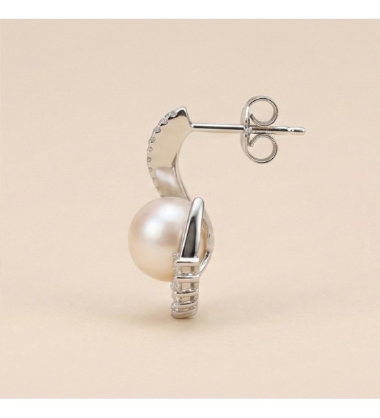 Celestial Pearl Halo Earrings – Silver