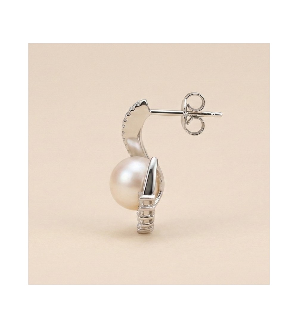 Celestial Pearl Halo Earrings – Silver