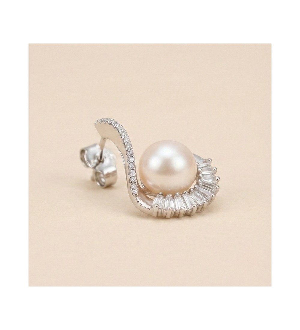 Celestial Pearl Halo Earrings – Silver