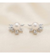 Radiant Pearl Bloom Earrings – Silver