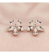Crystal Bloom Earrings – Silver & Rose Gold Floral Studs