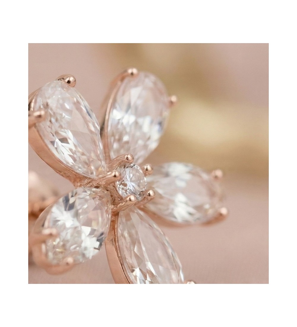 Crystal Bloom Earrings – Silver & Rose Gold Floral Studs