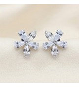 Crystal Bloom Earrings – Silver & Rose Gold Floral Studs