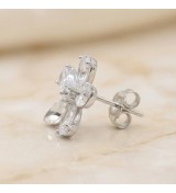 Crystal Bloom Earrings – Silver & Rose Gold Floral Studs